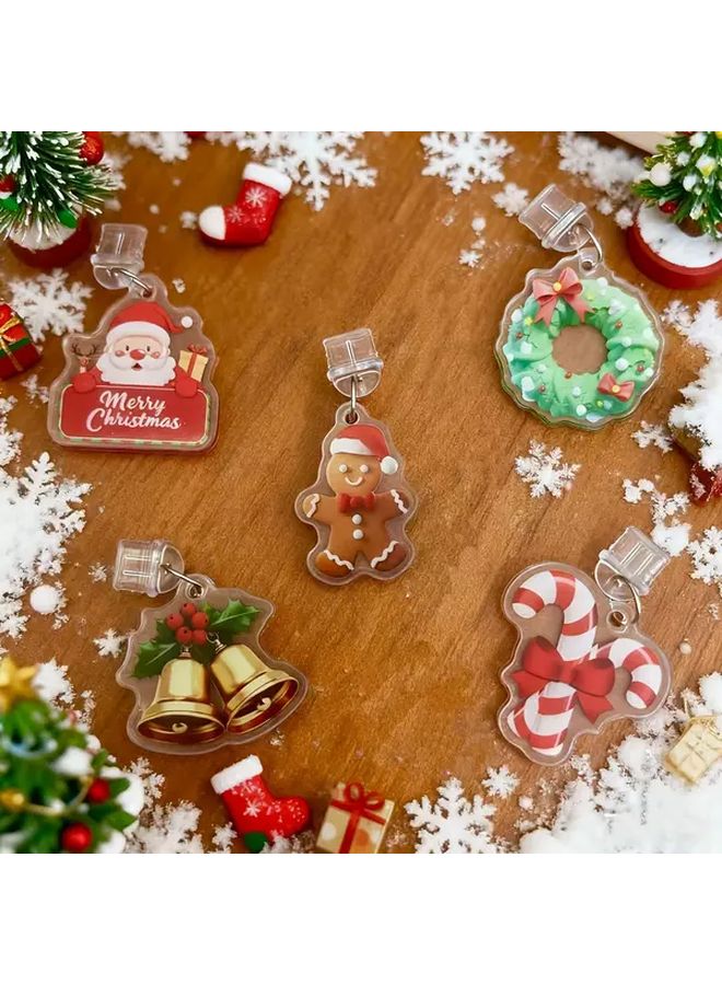 Santa Claus Design 5pcs Christmas Dust Plugs For Book Lovers - Image 5